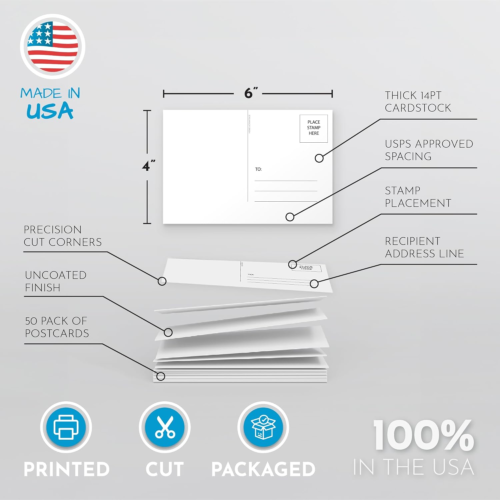 Home Advantage 50 Pack Blank Plain White 4X6 Postcards with Mailing Side - Picture 5 of 12