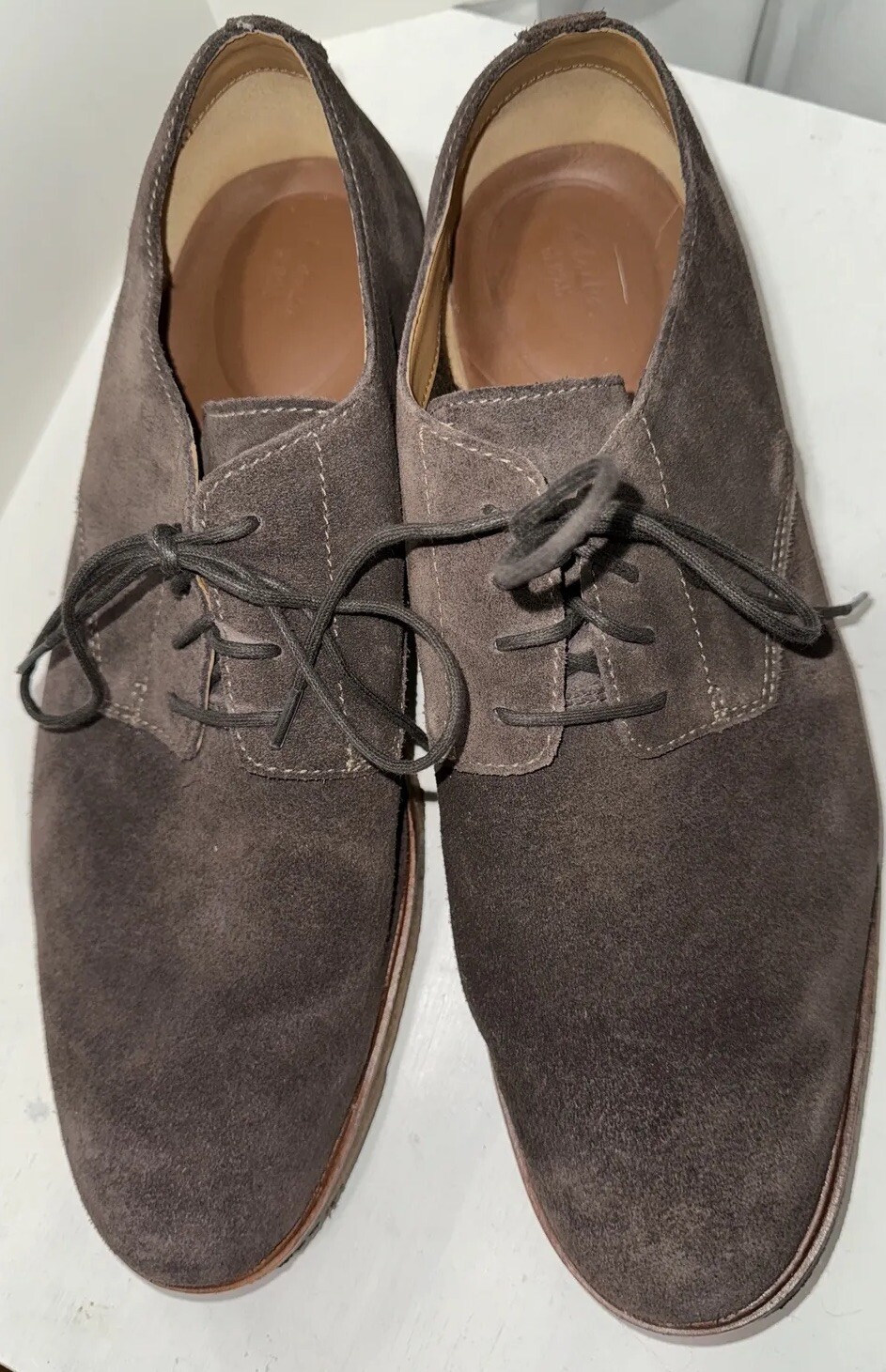 SAOLA Scarpe Clarks Derby uomo taglia 14M marrone scamosciato casual comode stringate punta liscia