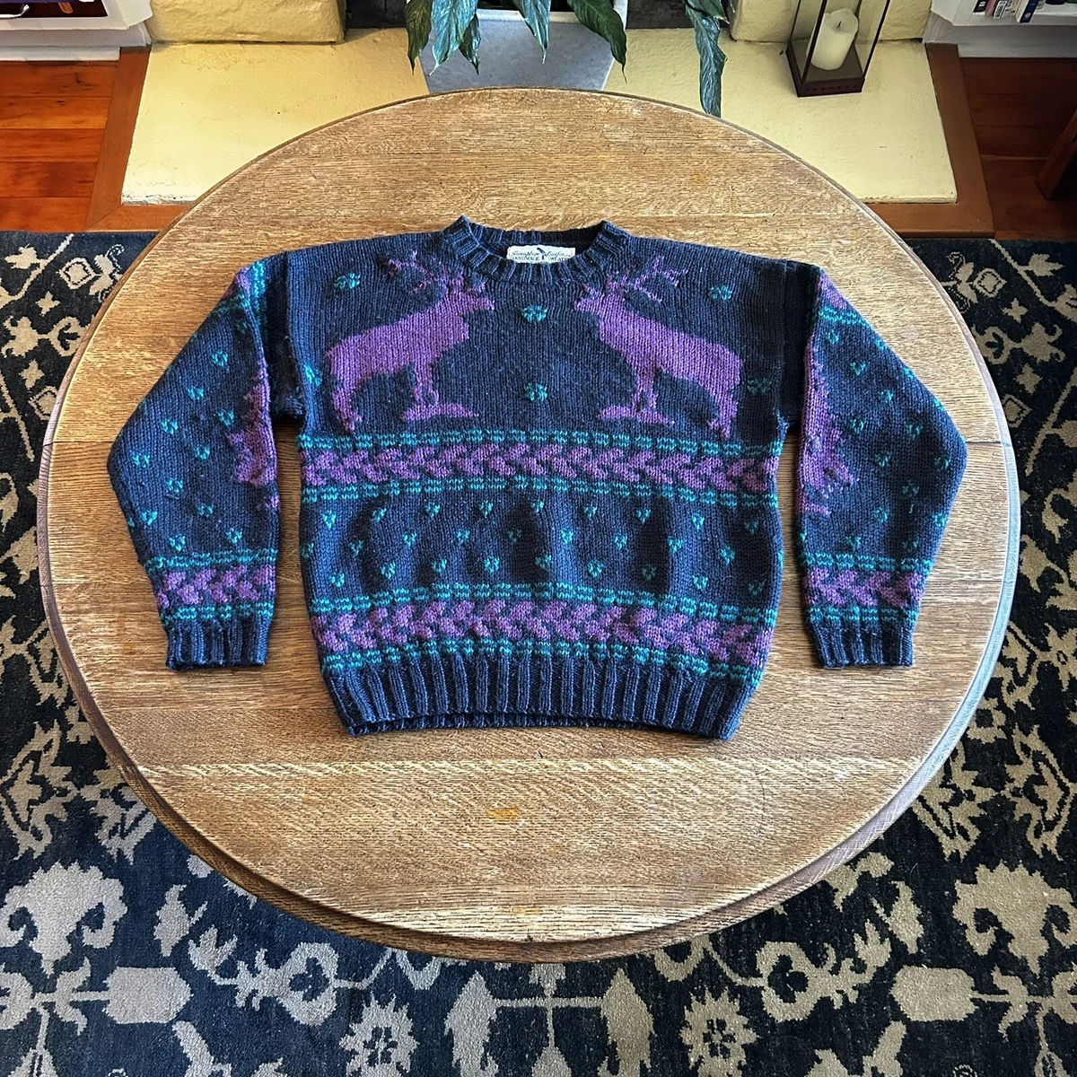 VINTAGE HEMISPHERE OUTFITTERS THICK WOOL MOOSE SWEATER SIZE L