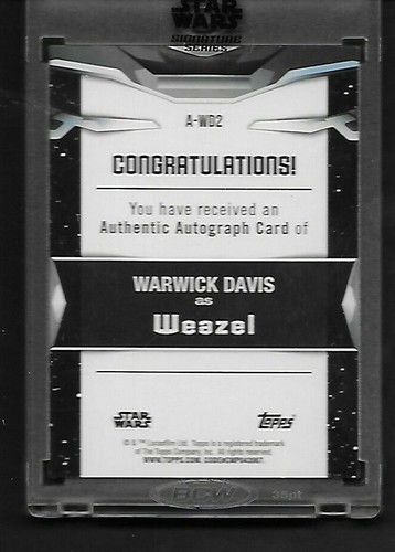 Warwick Davis Autograph Topps 2021 Star Wars Signature Series Purple 71/99 - Picture 2 of 2