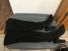 Top Moda Women's Drawstring Peep Toe Open Back Over The Knee Block Heels Size 7