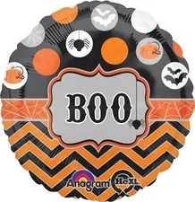 HALLOWEEN BOO FOIL BALLOON PARTY DECORATION SPIDER BATS PUMPKINS COBWEBS 43CM