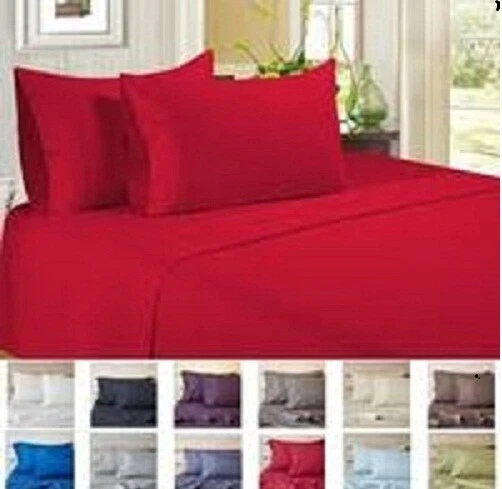 Unique 4 PCs Sheet Set 1000 TC Egyptian Cotton Solid Colors Twin,Full,Queen,King - Image 2 of 2
