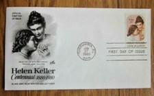 BLIND DEAF HELEN KELLER & TEACHER ANNE SULLIVAN 1980 ARTCRAFT CACHET FDC UNADDR