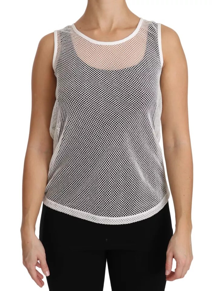 Прозрачная майка Dolce & Gabbana Weiß Netz от Mellos IT46/US12/XL UVP 550 $