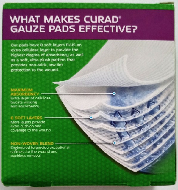 Curad Small Gauze Pads 2 PACK (20 Total) Wicks And Absorbs With Extra