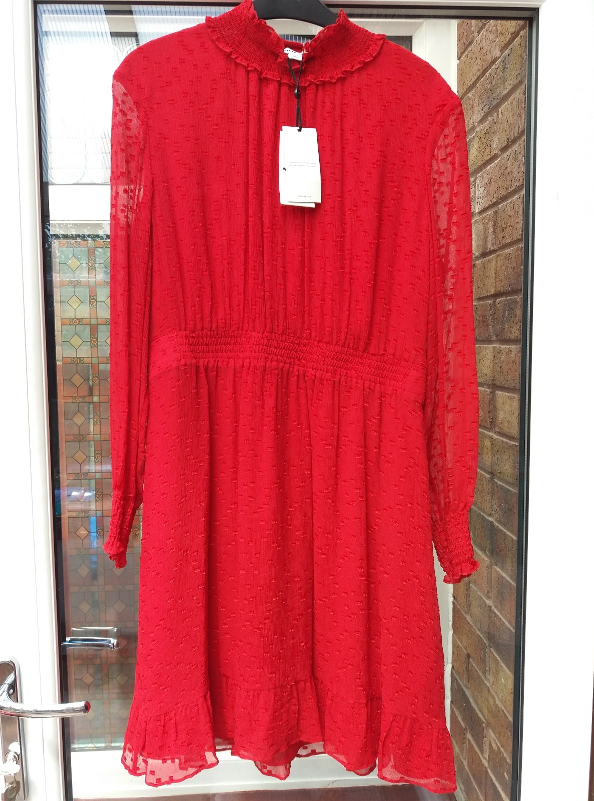 BNWT Whistles Ilona Dobby Vestito Rosso UK12 RRP BNWT Whistles Ilona Dobby Vestito Rosso UK12 RRP