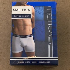 Nautica Men's Size Small 28-30 Blue Cotton 3 Pack Boxer Briefs NWT