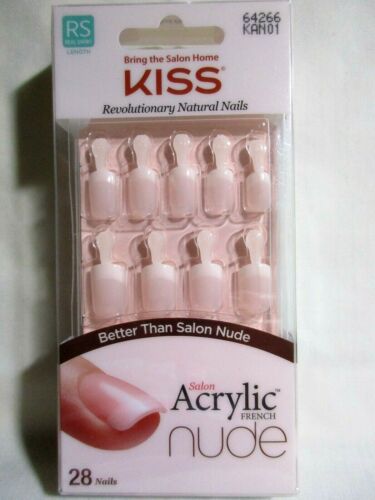 Kiss Revolutionary Natural Nails Salon Acrylic French Nude 28 Nails GlueOn 7 Day