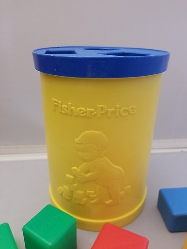 Fisher Price Shape Sorter Toy Preschool Yellow Blue Green Red Cube 1977 Vintage - Picture 2 of 9