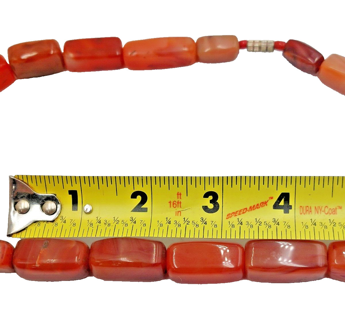 Vtg. Statement Bold Rectangular Bead Natural Carn… - image 8