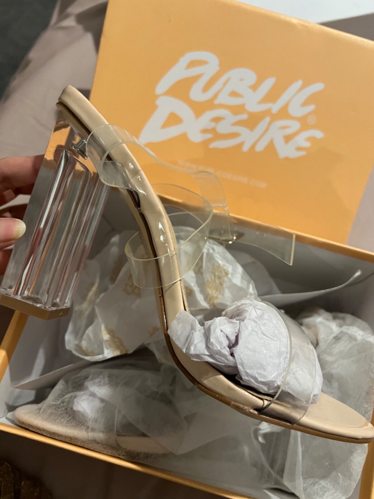 APL Sandali con tacco Public Desire in pvc trasparente con cinturino in perspex taglia 5