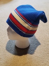 Vintage WIGWAM Mills Red White Blue USA Patriotic Design Wool Beanie Ski Hat