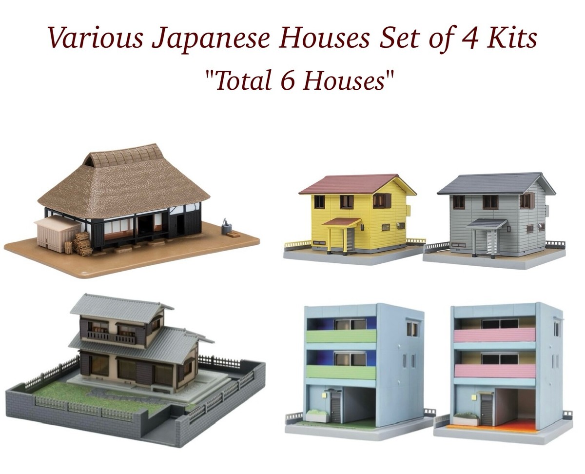 N Scale Tomytec/Tomix Various Japanese Houses Set of 4 Kits