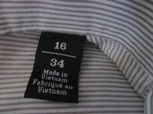 Nordstrom Men's Shop Long Sleeve Shirt Gray/White Striped Traditional Fit 16/34 - Picture 5 of 10