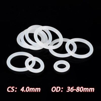 Ø 4.0mm Food Grade White Silicone Rubber O-Ring Gasket Sealing Washer OD 36-80mm