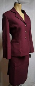 Anne Klein Two Piece Set Skirt Suit Size Petite 8P Laceup Corset Detail Wine