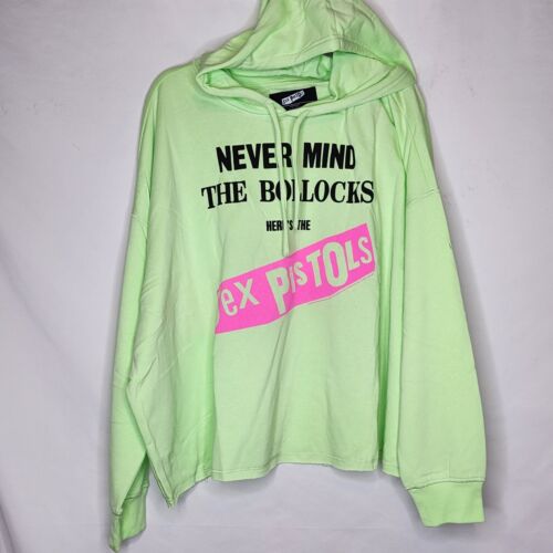 2X 18W 20W Torrid Neon Grün Pink Sex Pistols Cozy Fleece Crop Hoodie Punk Musik - Bild 2 von 7