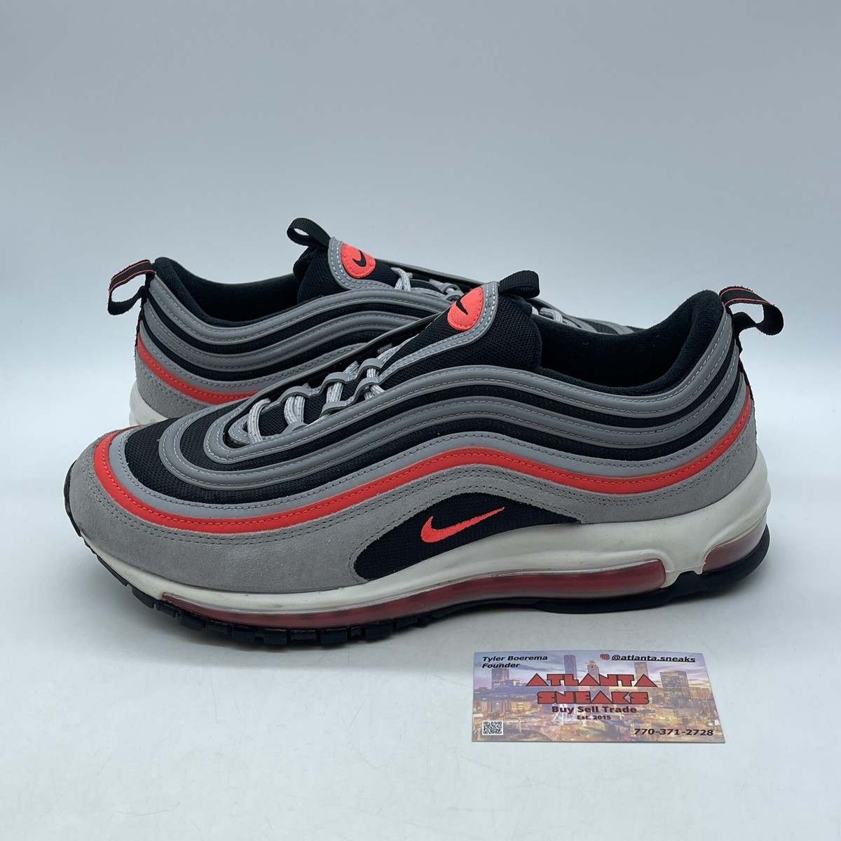 Size Nike Air Max 97 Wolf Grey Radiant Red Black Grey Suede