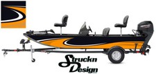 Orange Black Swirl Decal Design Wrap Abstract Fishing Bass Boat Vinyl Graphic US