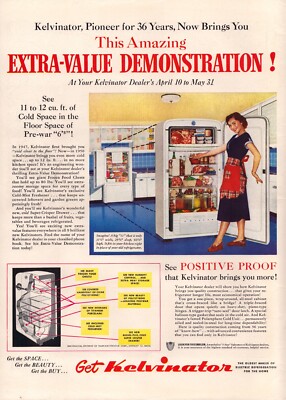 Kelvinator Refrigerator 12 cu. ft. Amazing Woman 1950 Vintage Print Ad-C-4.1