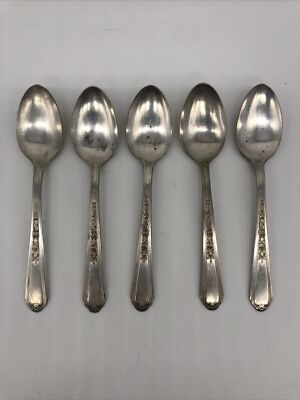 Vintage Plymouth Silver Plate Flatware Jewel Rose Pattern Lot of  Teaspoons