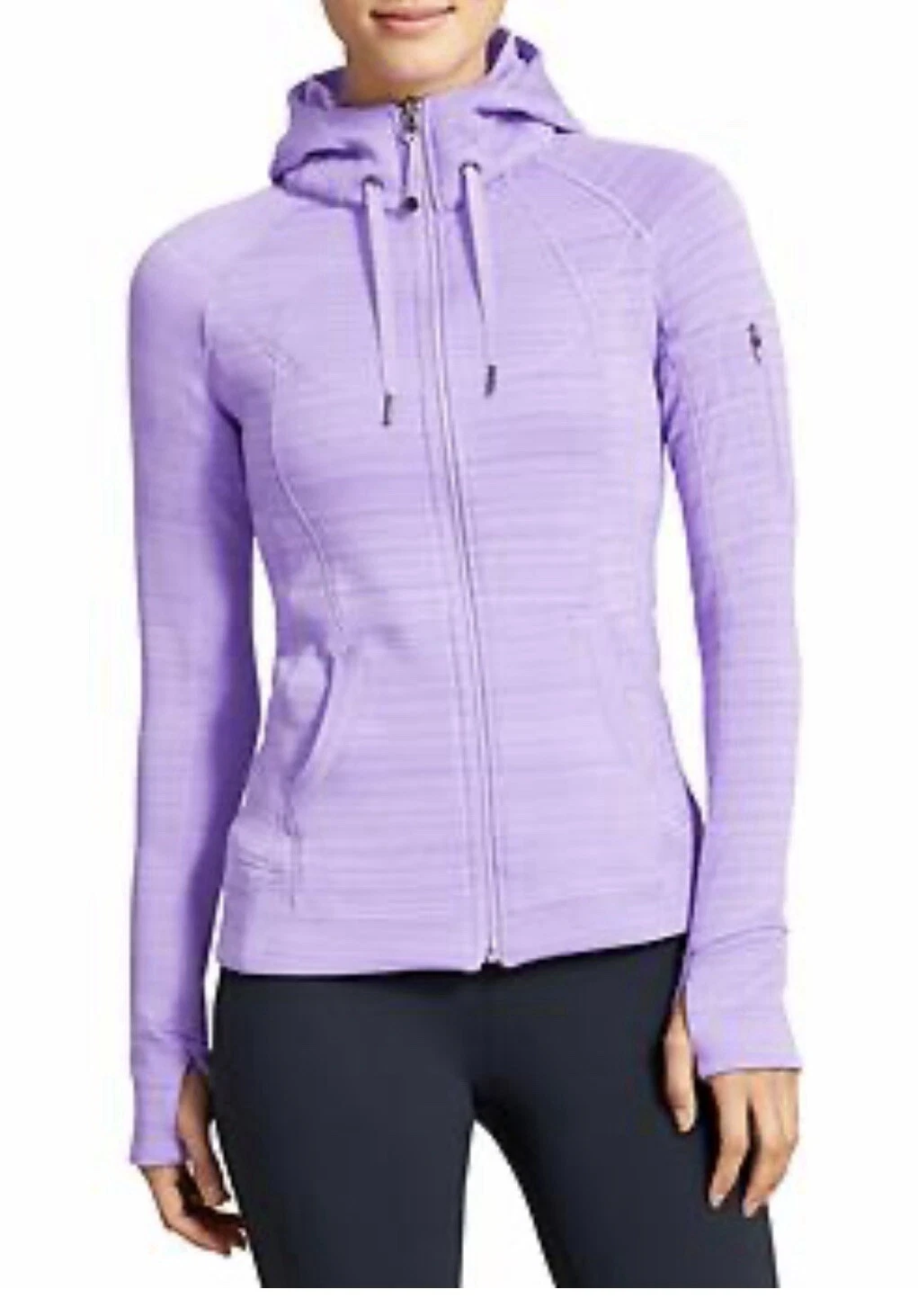 Athleta Women’s Striped Strength Hoodie In Purple Size Small Athleisure