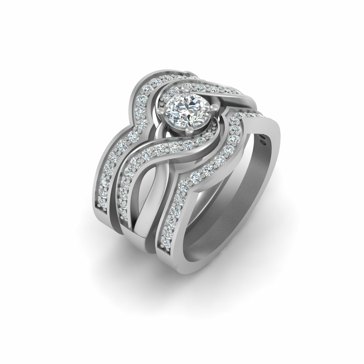 Infinity Simulated Diamond Promise Ring Set Piece Bridal Wedding Ring  Band Set