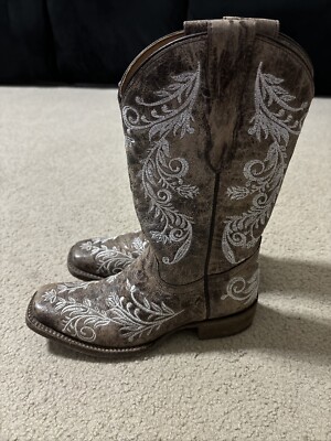 Corral Glow Embroidery Western Cowgirl Boot Brown Womens Size 3.5 T Rodeo
