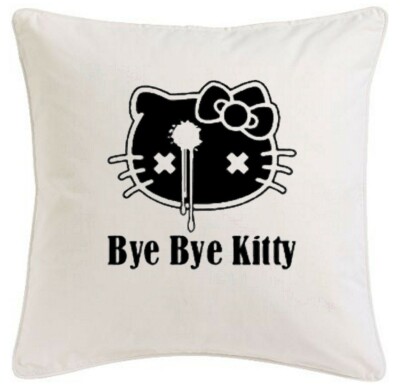 KISSENBEZUG 40X40cm BYE BYE KITTY CAT PUNK EMO DARK GOTHIC SPASS AUS MIKROFASER