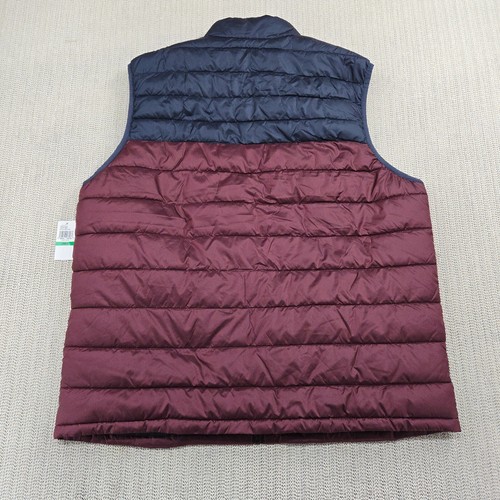 Izod Advantage Performance Puffer Vest Mens Large Blue Red Sleeveless Full Zip - Picture 12 of 13
