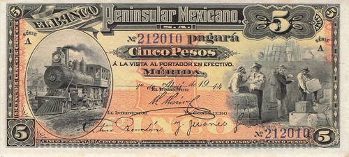 Mexico 5 Pesos 1914 AUUNC