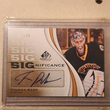Upper Deck SP Game Used Edition Significance Autograph Tuukka Rask /50 Bruins