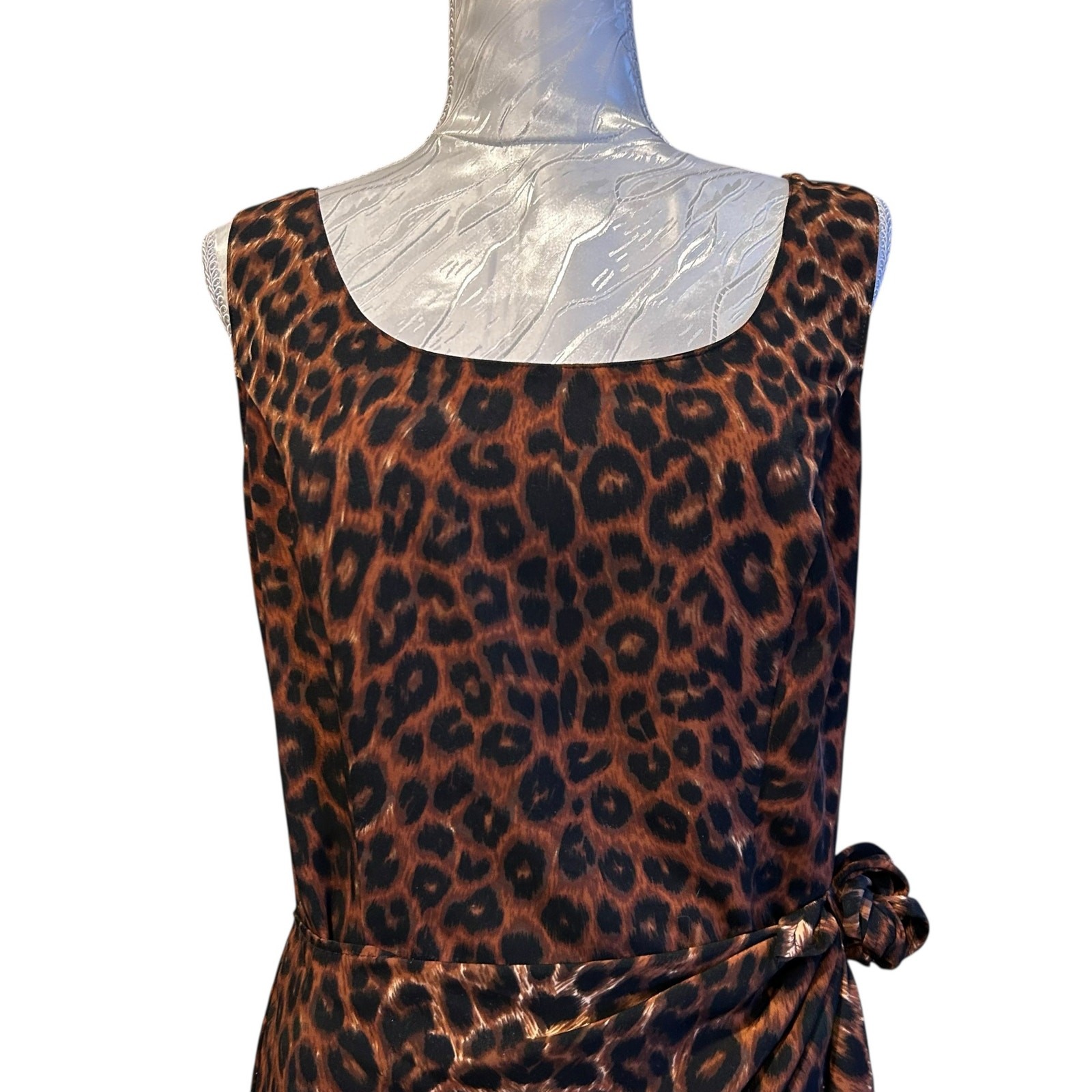 Vintage Basic Editions Leopard Print Wrap Dress S… - image 6