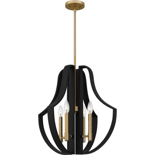 Matte Black Four Light Pendant from the Quoizel Pendant Collection - Picture 1 of 6