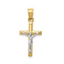 14k Real Gold Crucifix Cross Pendant Latin Religious Necklace for Men Women