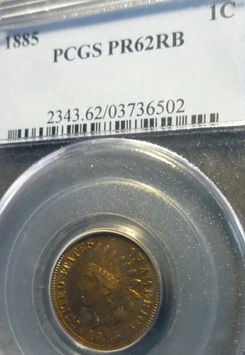 (PCGS)1885-RED+(PROOF62RB)(AMAZING TONE/LUST)(UNDERGRADED)INDIAN HEAD CENT BEAUT