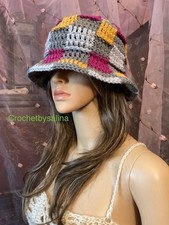 Bucket Crochet hat 5 Color Checker Festival Boho Hippie 7 Crochetbysalina