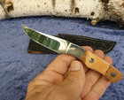 CUSTOM MADE WAYNE HENSLEY FIXED BLADE KNIFE W/ SPALTED MAPLE SCALES & SHEATH — photo 1