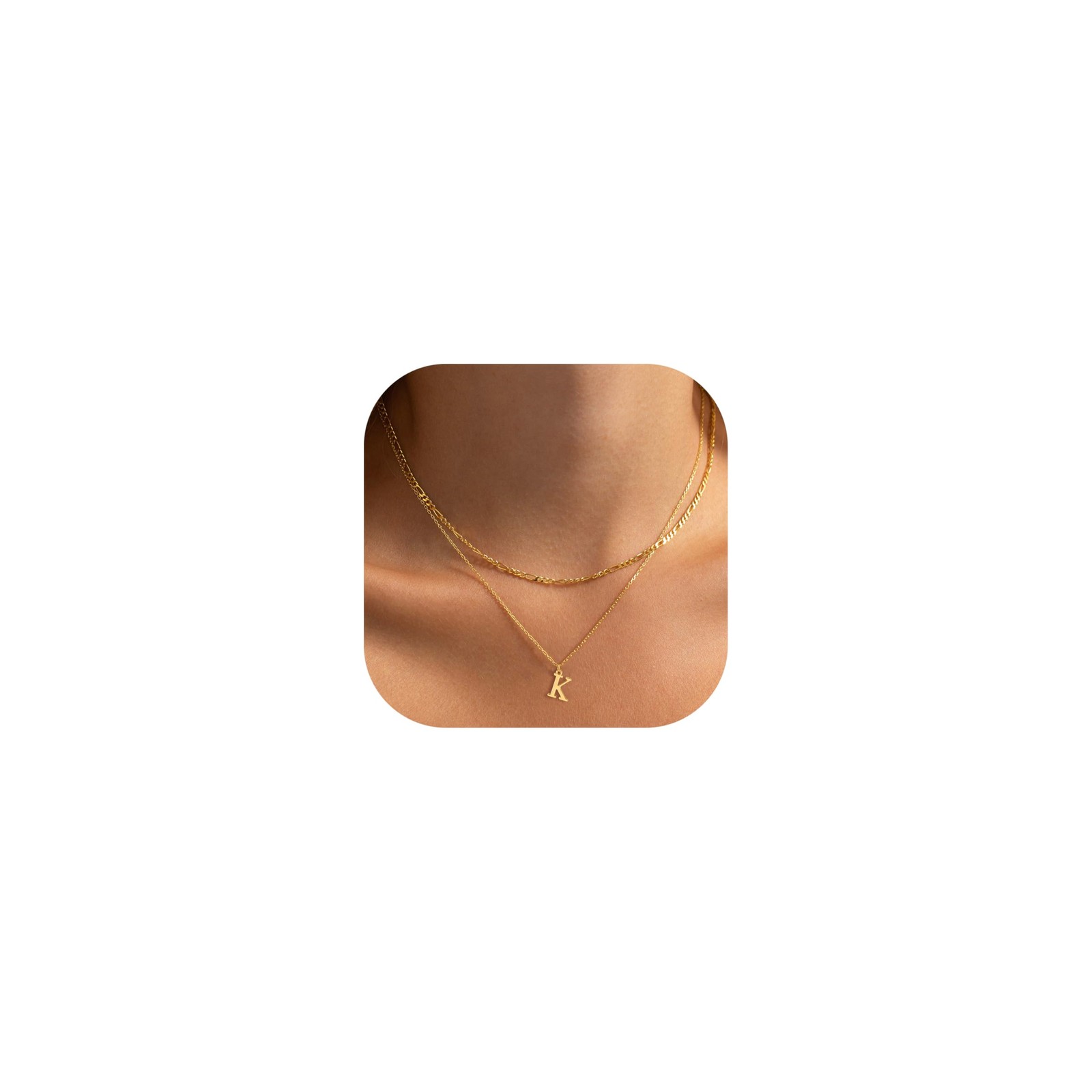 Initial Necklaces for Women Dainty 14K Gold Plated Layered Letter Pendant Nec...