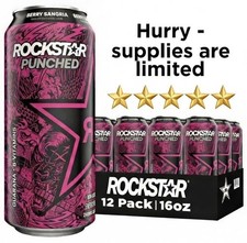 Rockstar Punched Berry Sangria Energy Drink 16oz Cans 12 Pack 240mg Caffeine