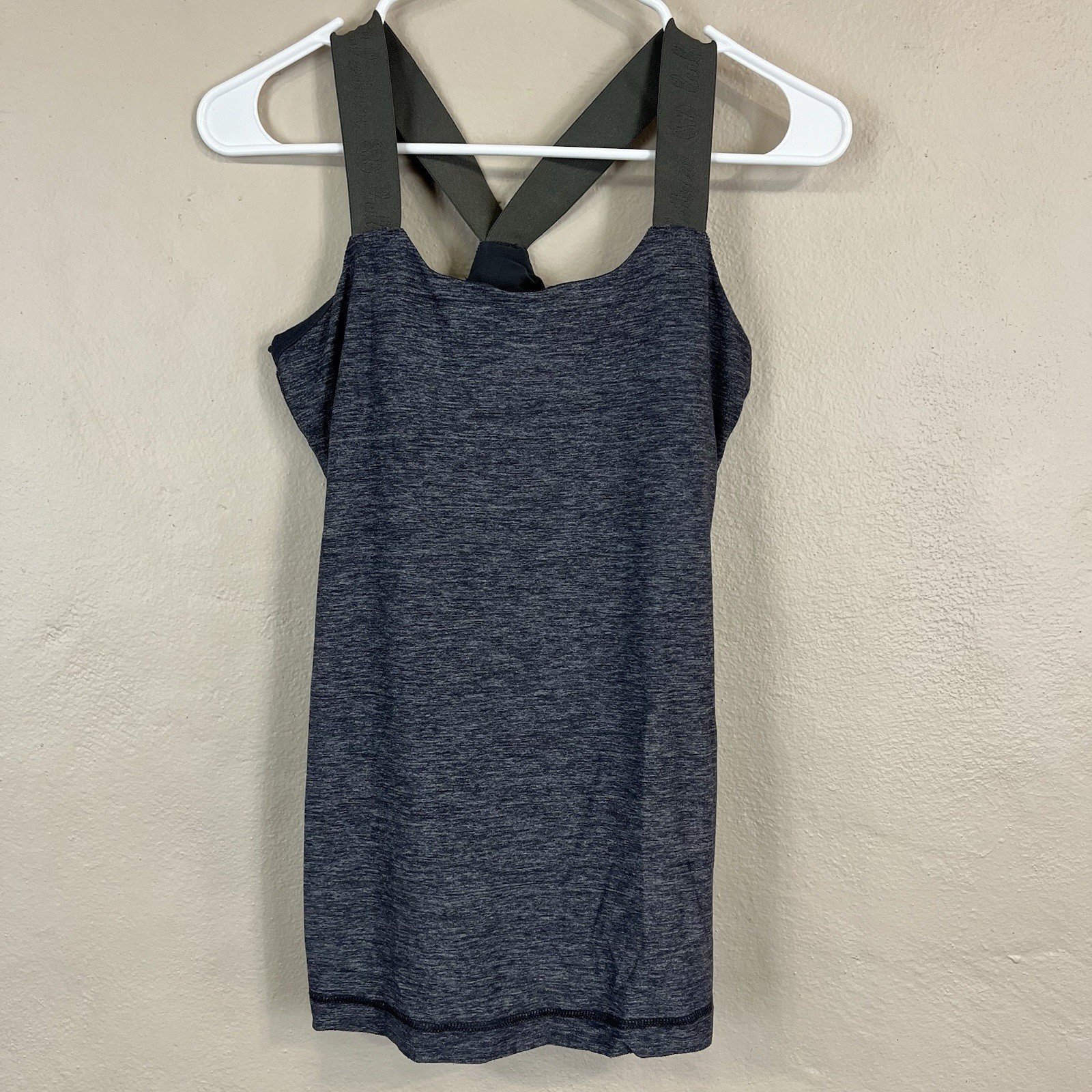 6 Lululemon Blue Heathered Tank Top Thick Strap Older Style Rare
