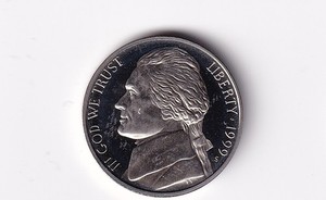 1999 S Proof Jefferson Nickel 5c Coin from Proof Set #565