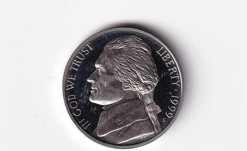 1999 S Proof Jefferson Nickel 5c Coin from Proof Set #565