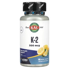 KAL K-2 Lemon 500 mcg 100 Micro Tablets Vegetarian