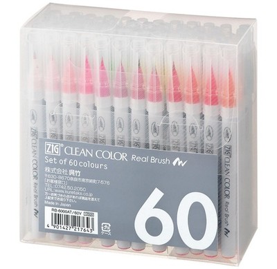 Kuretake ZIG Clean Color Real Brush 60 Colors Japanese Brush Pens Watercolor
