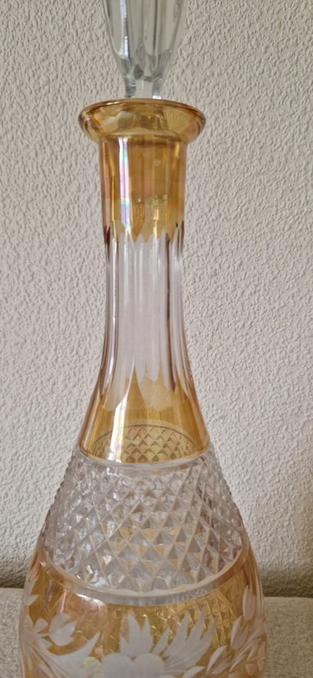 BOHEMIAN STYLE CLEAR & AMBER CRYSTAL DECANTER 1100ml - Image 4 of 4