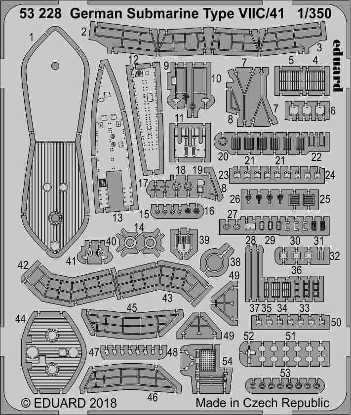 Eduard Accessories 53228 1:350 - German Submarine Type VIIC/41 for Revell - New