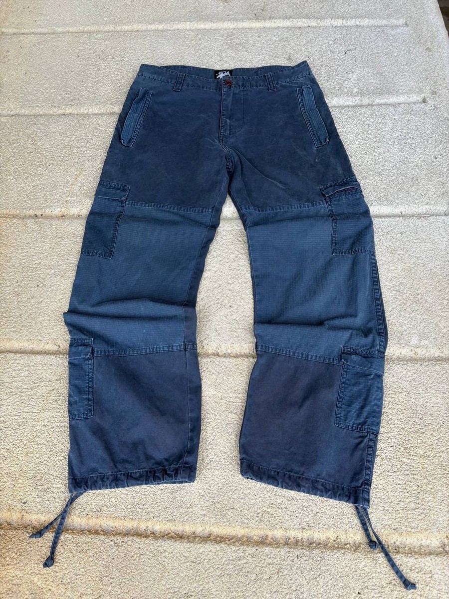 Vintage Stussy Baggy Cargo Pants Double Knee Tactical Multipocket