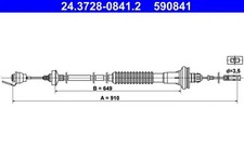 Câble d'embrayage avec réglage automatique 24.3728-0841.2 ATE pour PEUGEOT